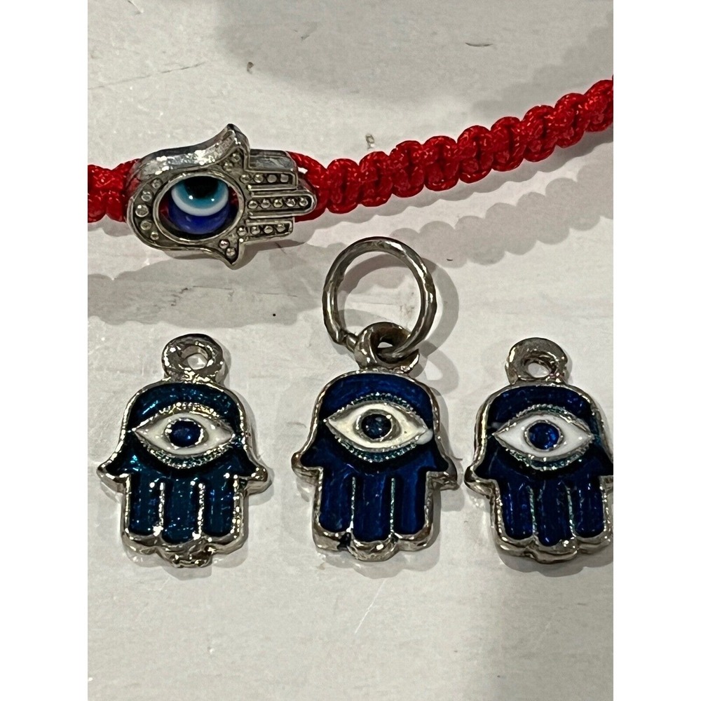 Red String Hamsa Bracelet‎ Evil Eye Protection Adjustable Bracelet plus 3 Charms